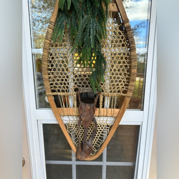 NEW Antique Snowshoe Wreath wall Customizable 1 single or 2 set winter Christmas - Picture 5 of 16